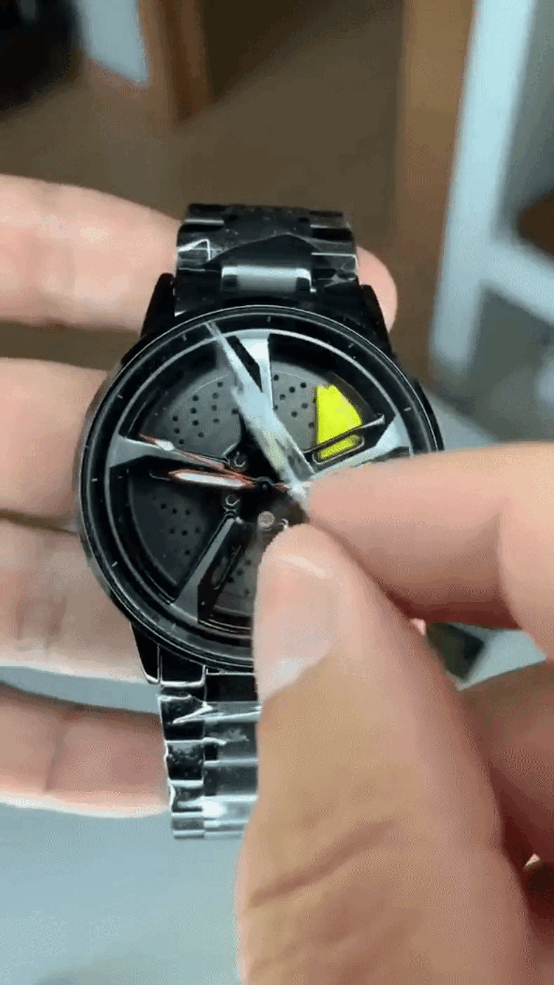 The Alloy Wheel Watch With, Stainless Steel Rim Watch with Japanese Quartz Movement, Waterproof Sports Wrist Watch, Racing Watch for Men/Car Enthusiast