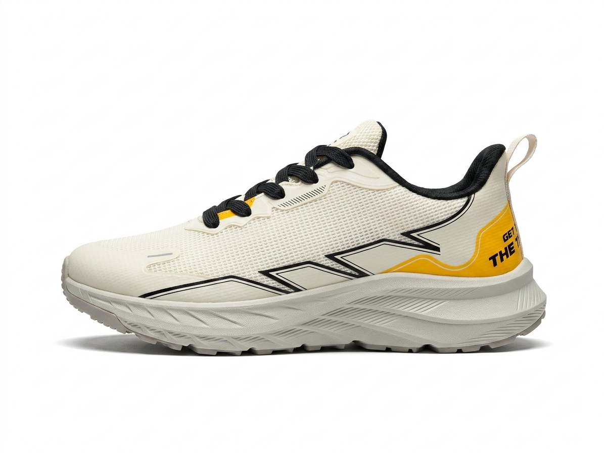 Flam Men's Sports Running Shoes-White Yellow