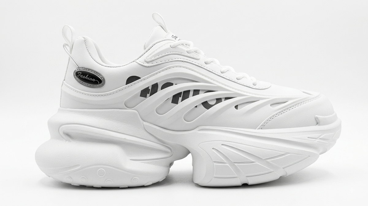 Aesthetic Chunky All White High Sole Sneakers