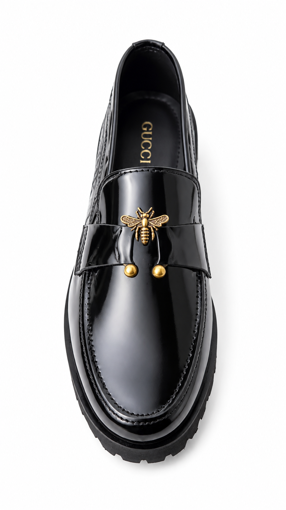 GIDEON Moccasin on Chunky Sole in Black Patent