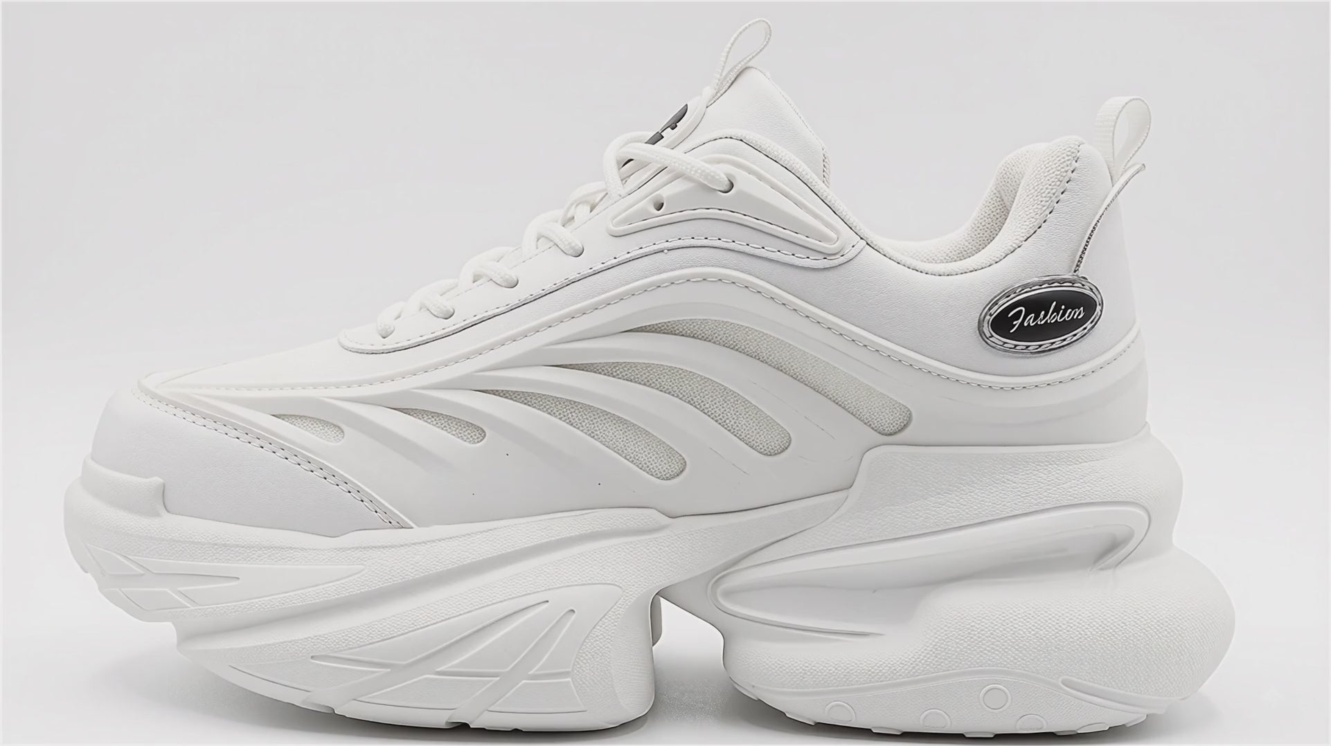 Aesthetic Chunky All White High Sole Sneakers
