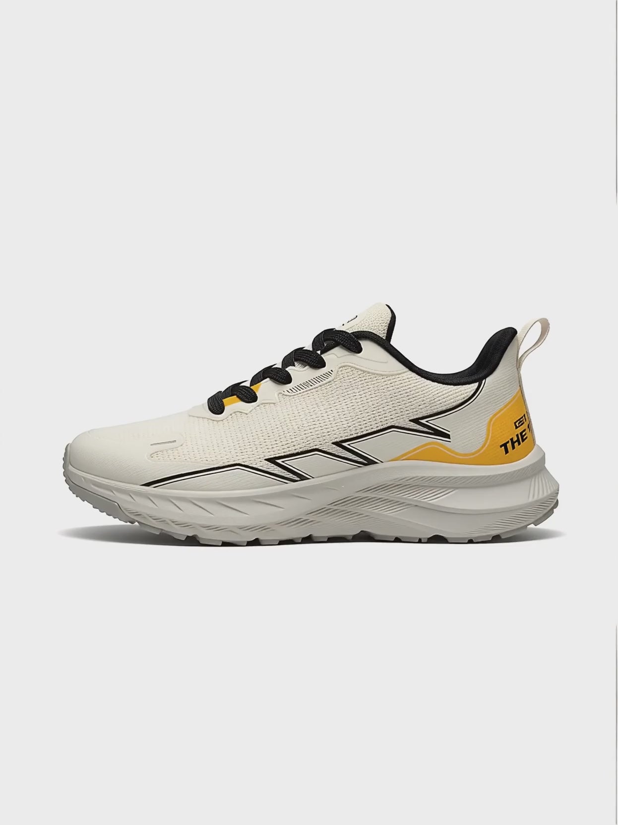 Flam Men's Sports Running Shoes-White Yellow